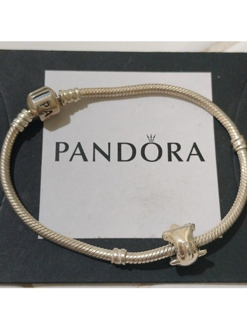 Pandora Sterling Silver 7" Snakechain Starter Bracelet w/ Dolphin Charm 790189